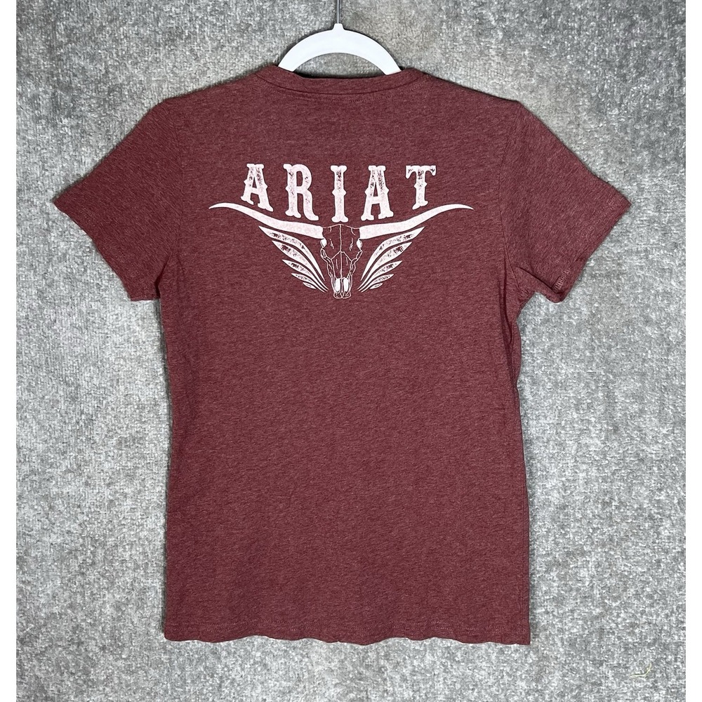 Ariat REAL Relaxed Fit Longhorn Short Sleeve Tee Womens Size XS Cotton T-Shirt - Picture 2 of 10
